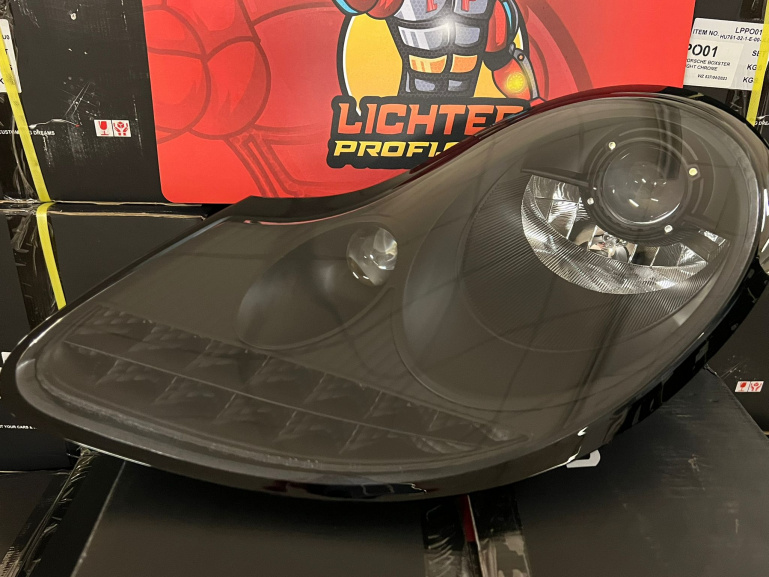 BLACKLINE LED Tagfahrlicht Design Scheinwerfer für Porsche Boxster 986 / 911 996 96-04 schwarz matt